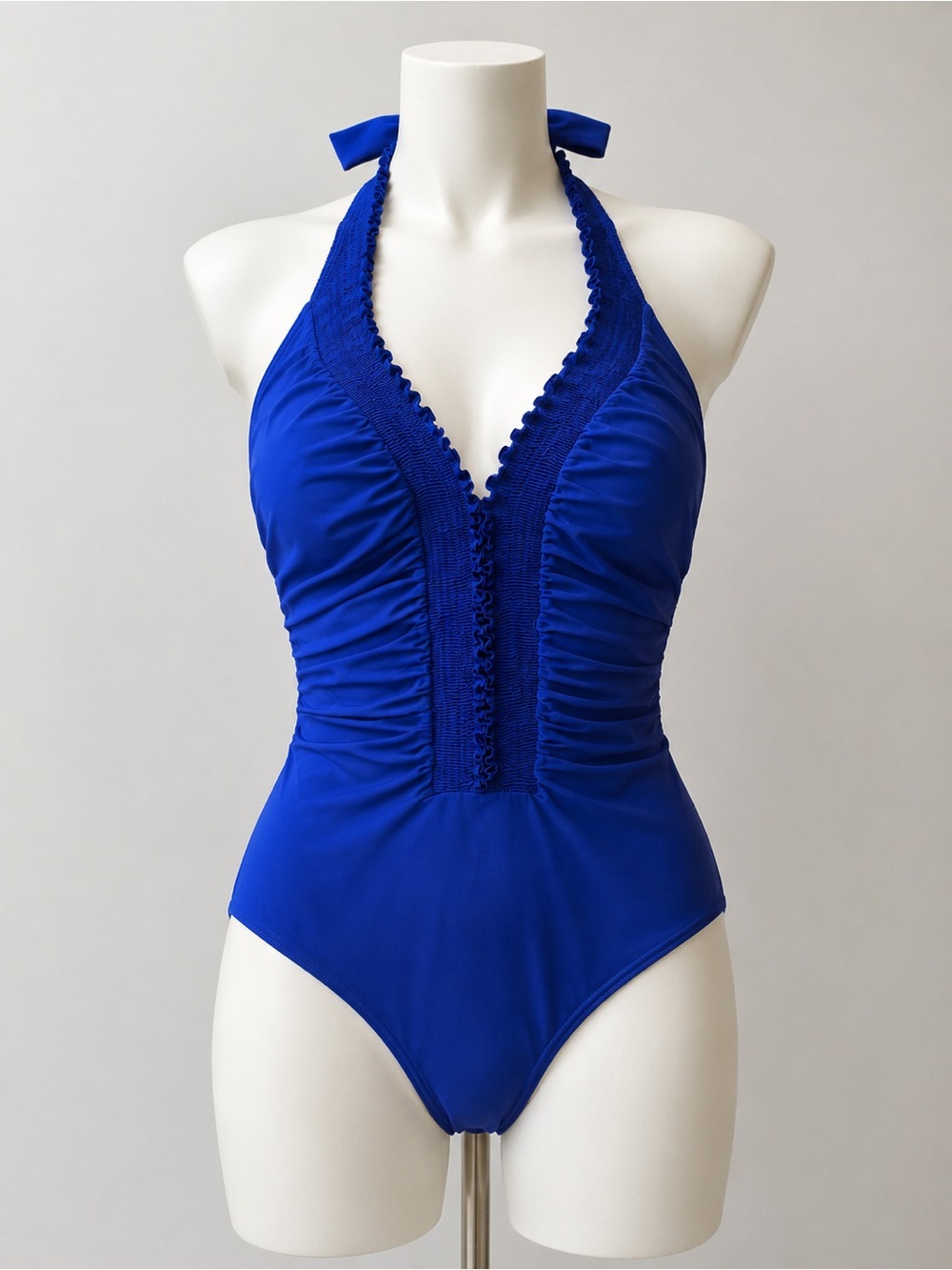 Kenneth Cole Royal Blue Halter One-Piece Swimsuit Size 8
luxury resort wear